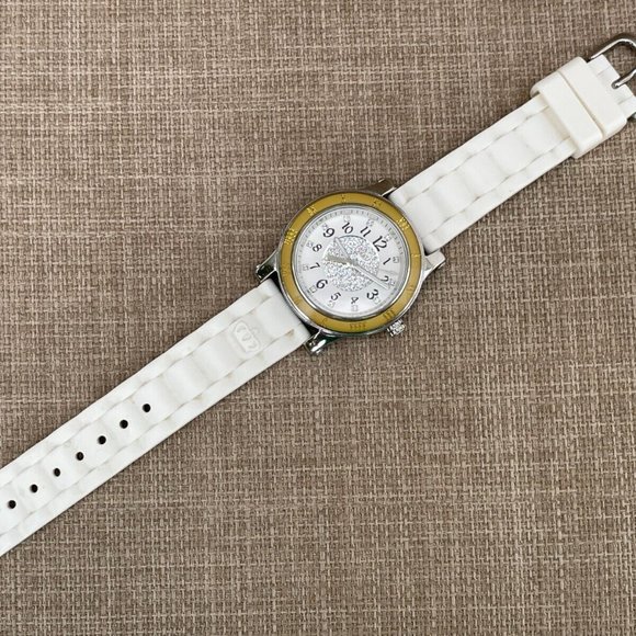 Juicy Couture Ladies Wrist Watch Crytals Accent Face White Rubber Band Quartz - Picture 5 of 12